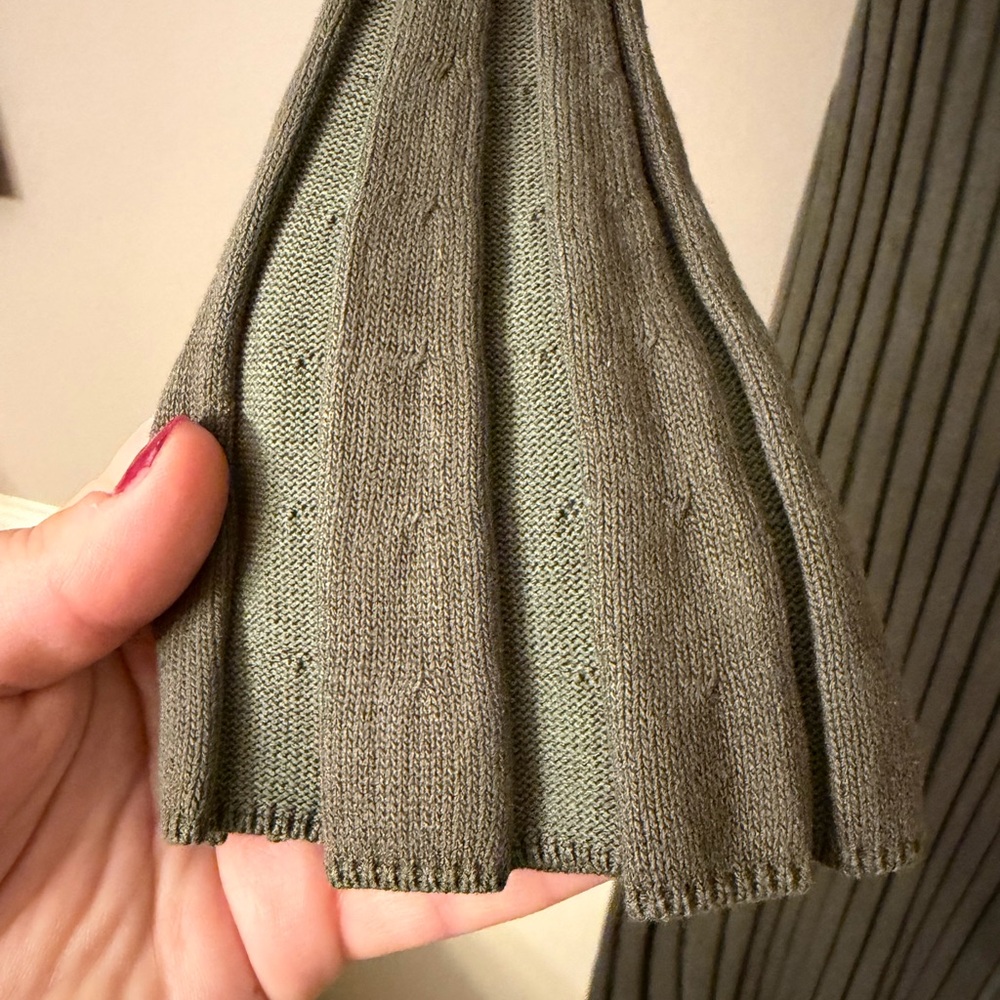 Long Sleeve Ribbed Knit Dress - Olive - Picture 6 of 8